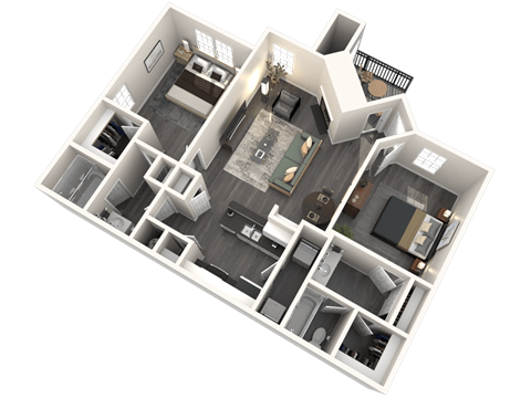 Floor plan for 2 beds, 2 baths, 1015 sqft